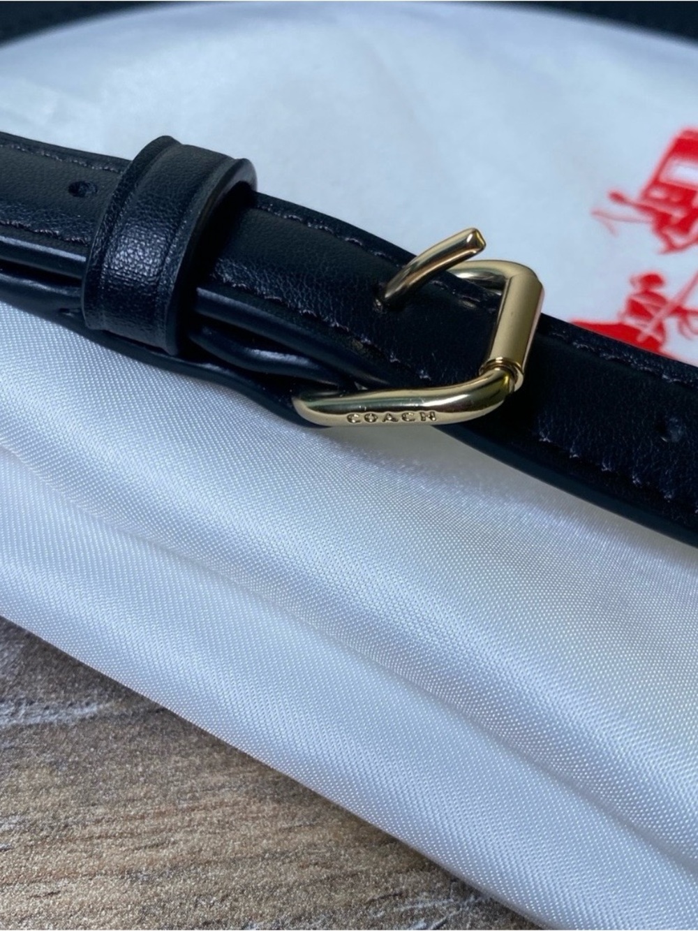 Coach Black Leather Strap with Gold Hardware - Picture 4 of 6